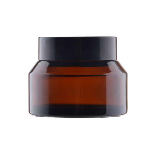 Brun Glas Creme Bøtte 50 ml med Sort Låg - Hedenhus.dk