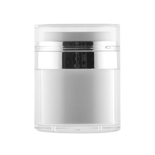 Sølv og Hvid Slangeløs Krukke med Pumpe - 50 ml