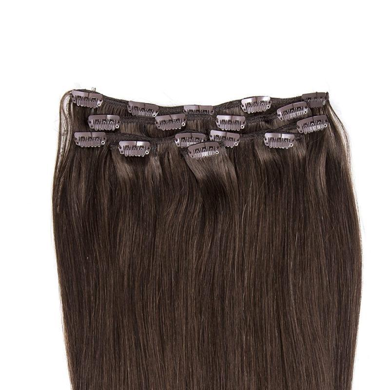 Clip On Extensions i Mørkebrun - 100% Remy Hår