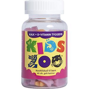 Sjove Kids Zoo D Vitamin og Kalk Tyggedyr til Børn 60 Stk