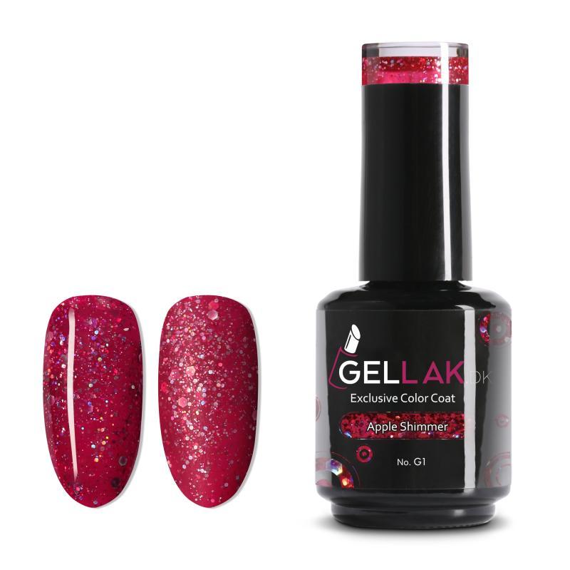 Rød Glimmer Gel Neglelak 15 ml - Holografisk Effekt