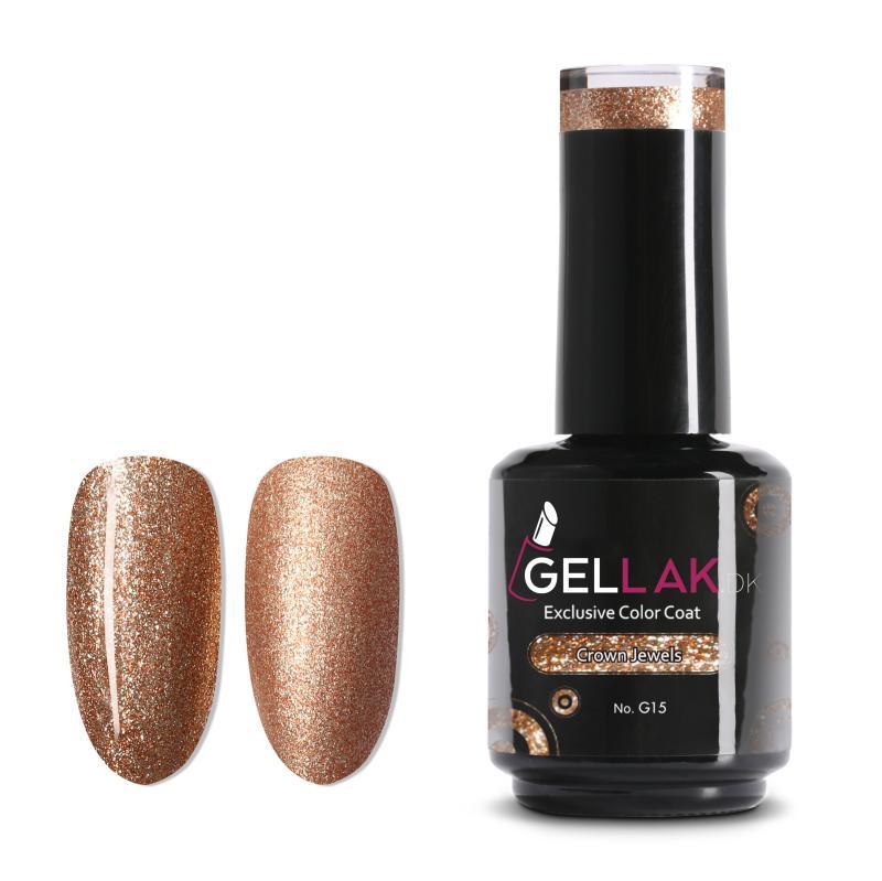 Guld Glimmer Gel Neglelak 15 Ml - Holdbar i 3 Uger