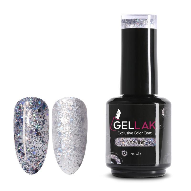 Sølv Holografisk Gel Neglelak - 15 ml Holo Glam G16