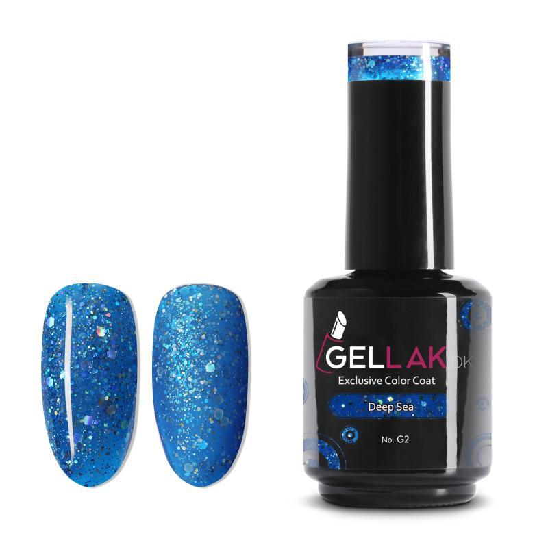 Gel Neglelak Blå Glimmer 15 Ml - Holdbar & Vegansk