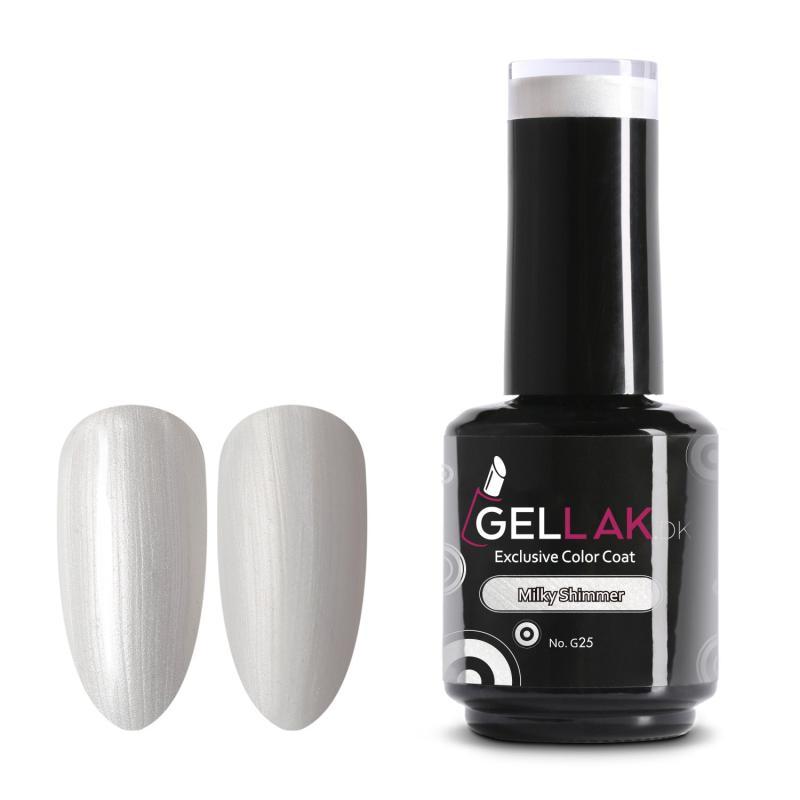 Gel Neglelak i Hvid Shimmer - 15 ml Milky Shimmer G25