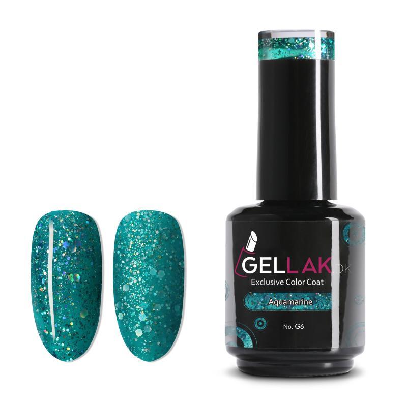 Turkis Glimmer Gel Neglelak 15 Ml - Holdbar i 3 Uger