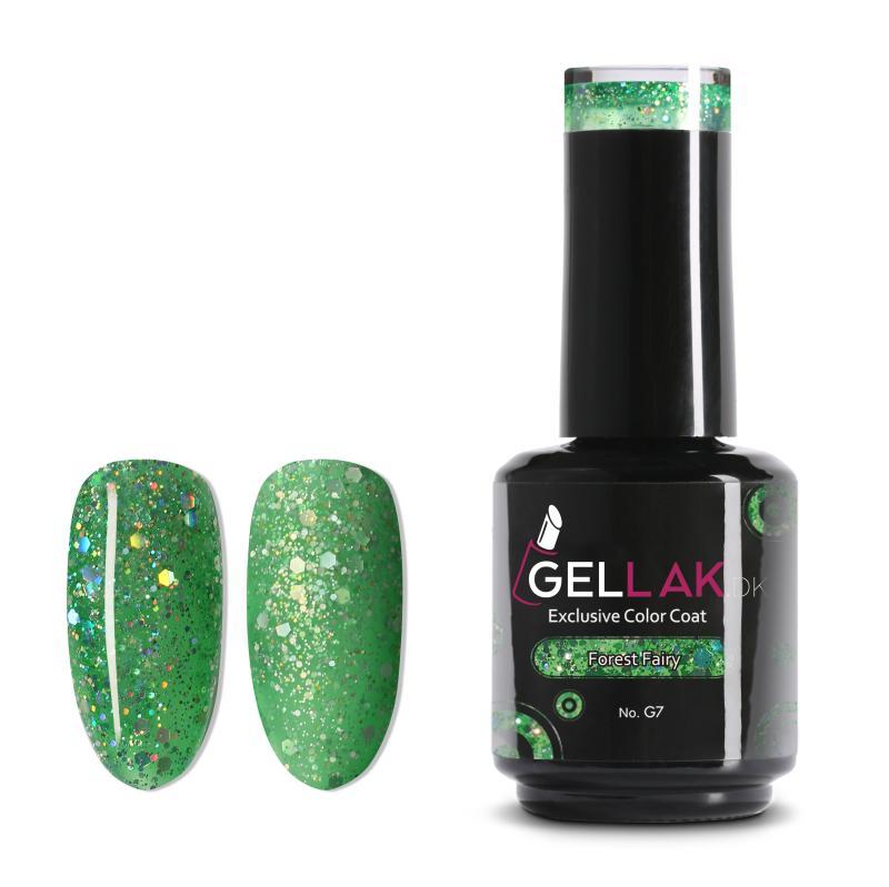 Gel Neglelak Grøn Glimmer 15 Ml Forest Fairy No G7 Gellak Dk