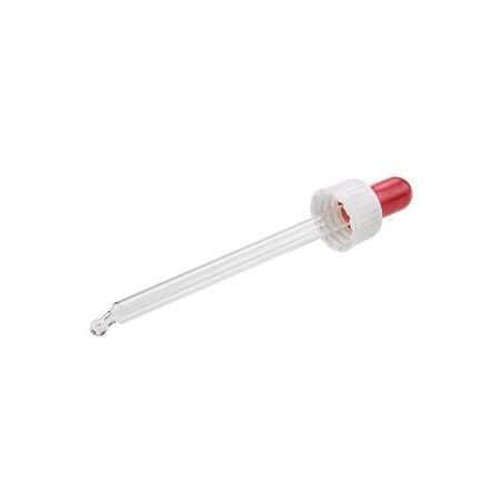 Hvidt Låg med Rød Pipette til Glasflasker - DIN18