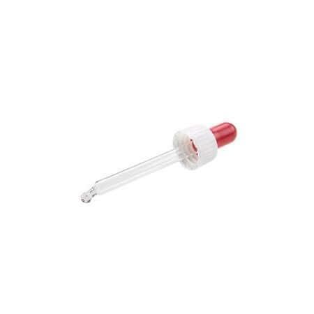 Hvidt Låg med Rød Pipette til Glasflasker - DIN18