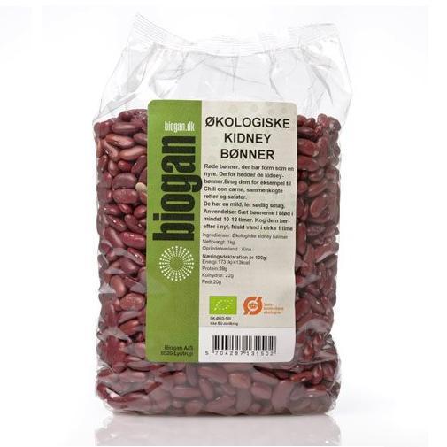 Biogan Økologiske Kidney Bønner 1kg - Perfekt til Chili!