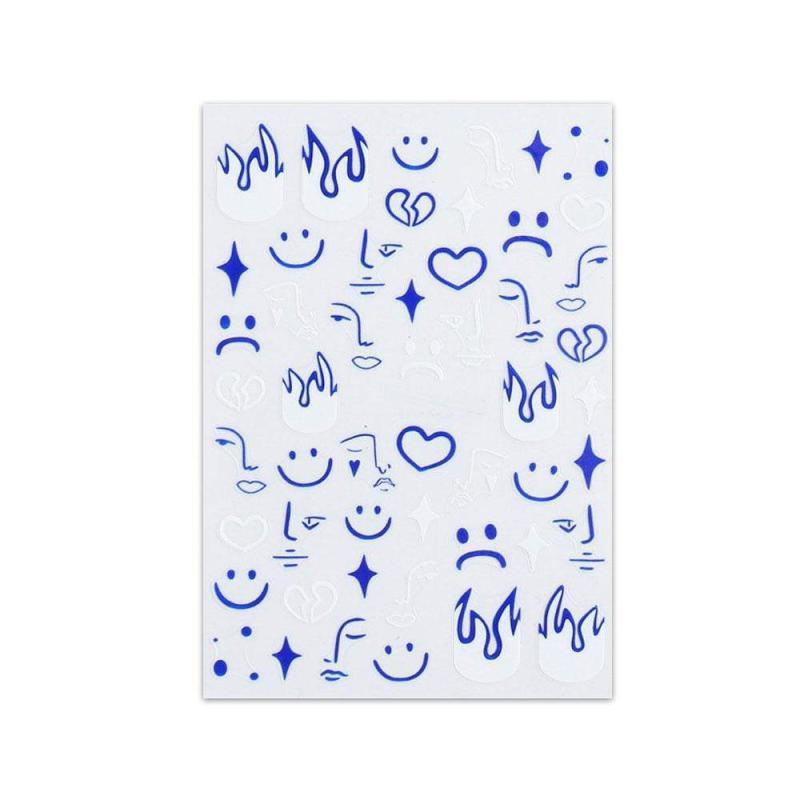 Blå Smileys Klistermærker til Negle - Pift Dine Negle Op!