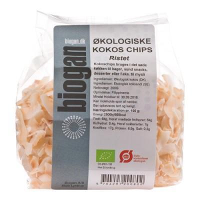 Ristede Økologiske Kokoschips fra Biogan - Snack & Bagning