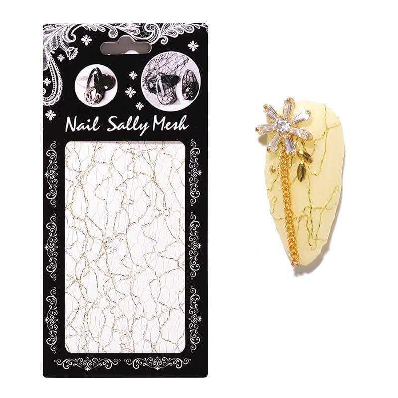 Nail Art   Mesh I Guld Hvid