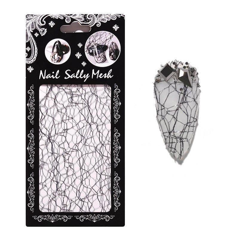 Nail Art   Mesh I Sort Sølv