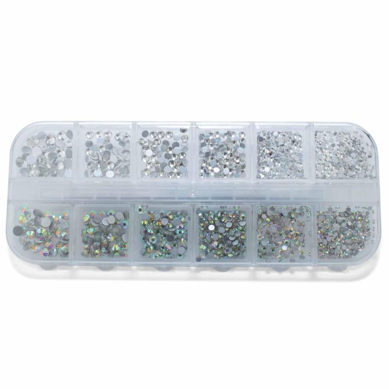Rhinestone i Forskellige Farver til Neglekunst - 1400 stk.