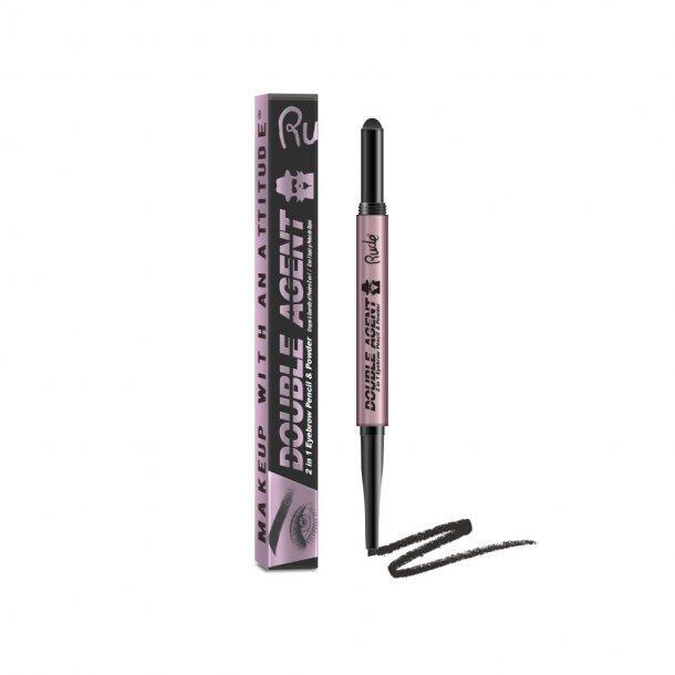 Rude Cosmetics Double Agent 2 In 1 Eyebrow Pencil Powder Black Brown