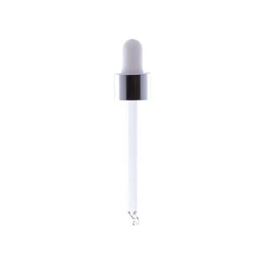 Sølv Låg med Hvid Pipette - Perfekt til Glasflasker!