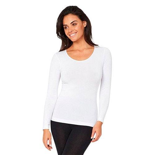 Boody Dame Langærmet T-shirt i Hvid - Rund Hals