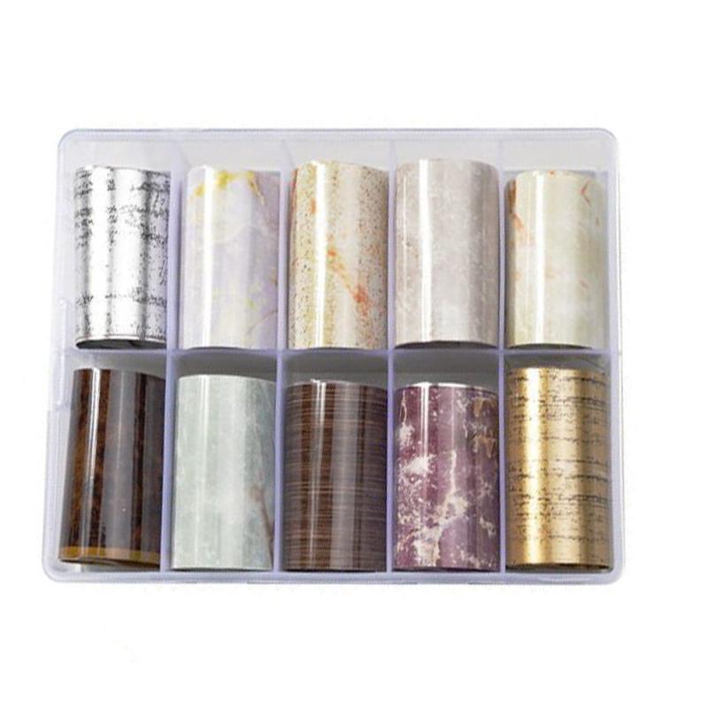 Neglefolie med Træ- og Marmor Motiver til Nail Art