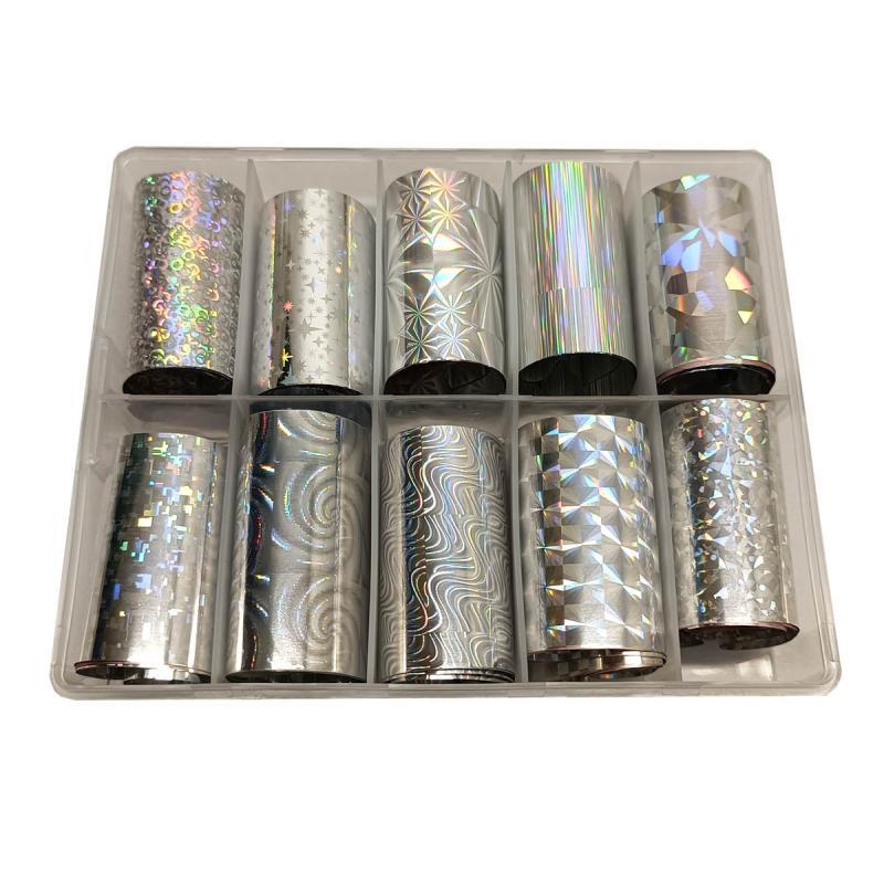 Sølv Holografisk Neglefolie til Nail Art - Fantastiske Motiver