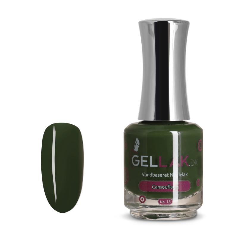 Grøn Vandbaseret Neglelak "Camouflage" 15 ml - Vegansk Kvalitet
