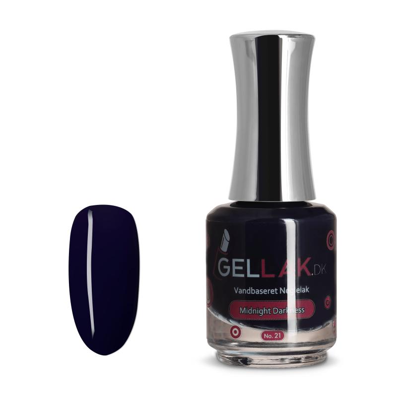 Mørkeblå Vandbaseret Neglelak - Midnight Darkness 15 ml