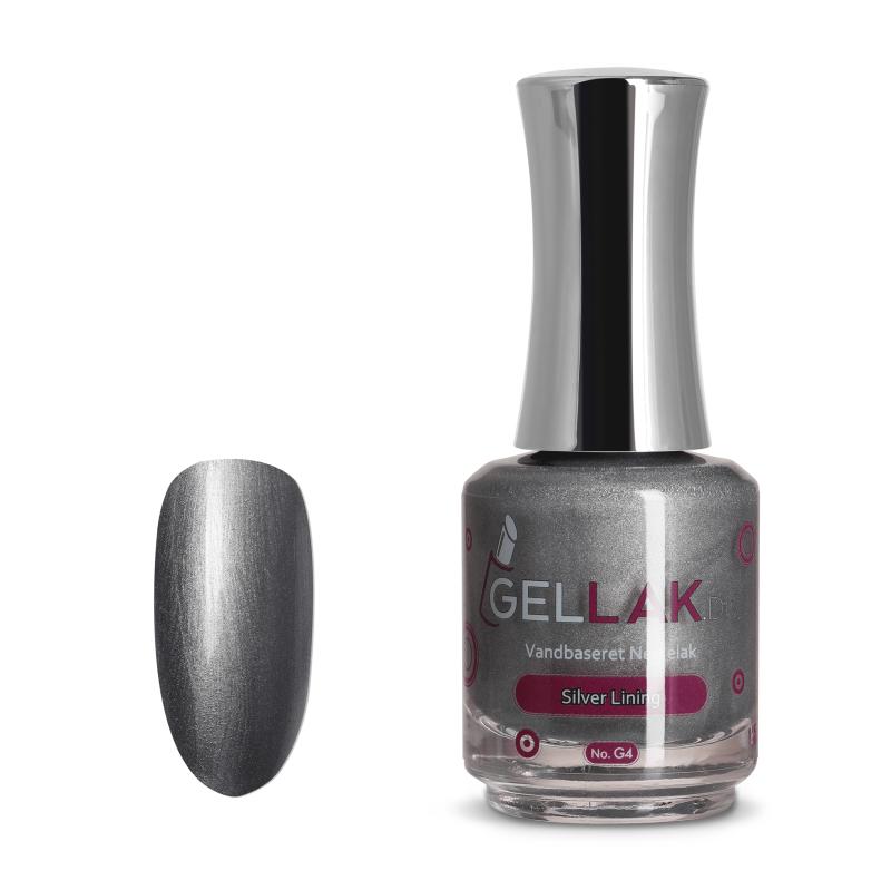 Sølv Vandbaseret Neglelak    Quot Silver Lining Quot  No  G4   15 Ml   Gellak Dk