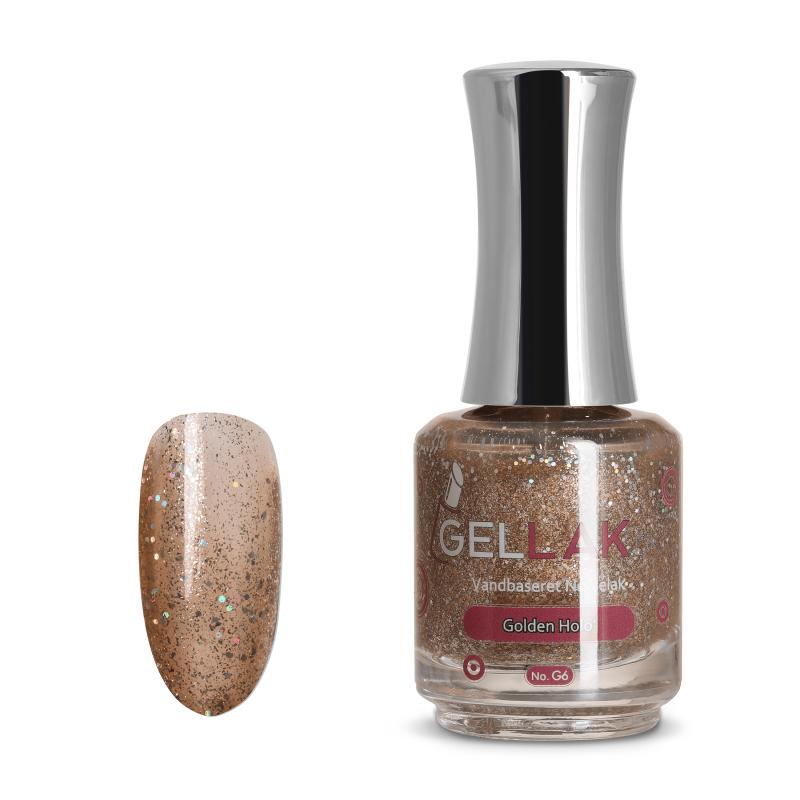 Guld Holografisk Vandbaseret Neglelak - 15 ml