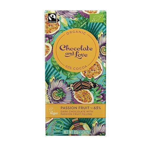 Økologisk Mørk Chokolade med Passionsfrugt 85g - Julegave