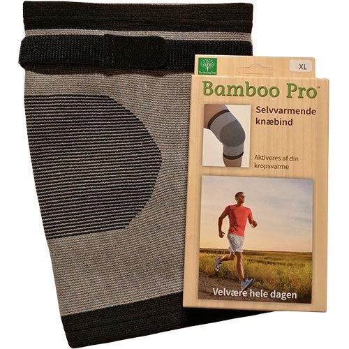Bamboo Pro Knæbind Str: Xl M Velcrobånd Selvvarmende Ekstra Støtte 1 Stk
