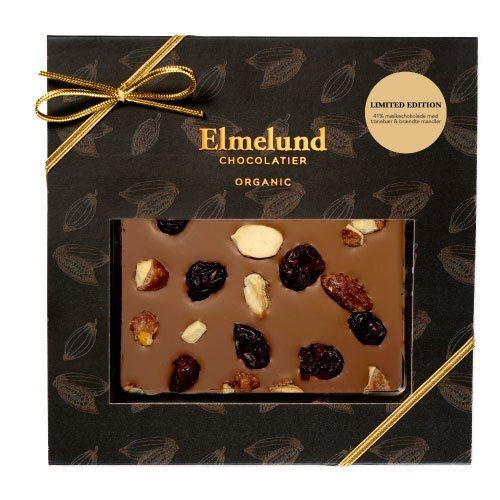 Elmelund Mælkechokolade M  Brændte Mandler   Tranebær ø Limited Edition  80g