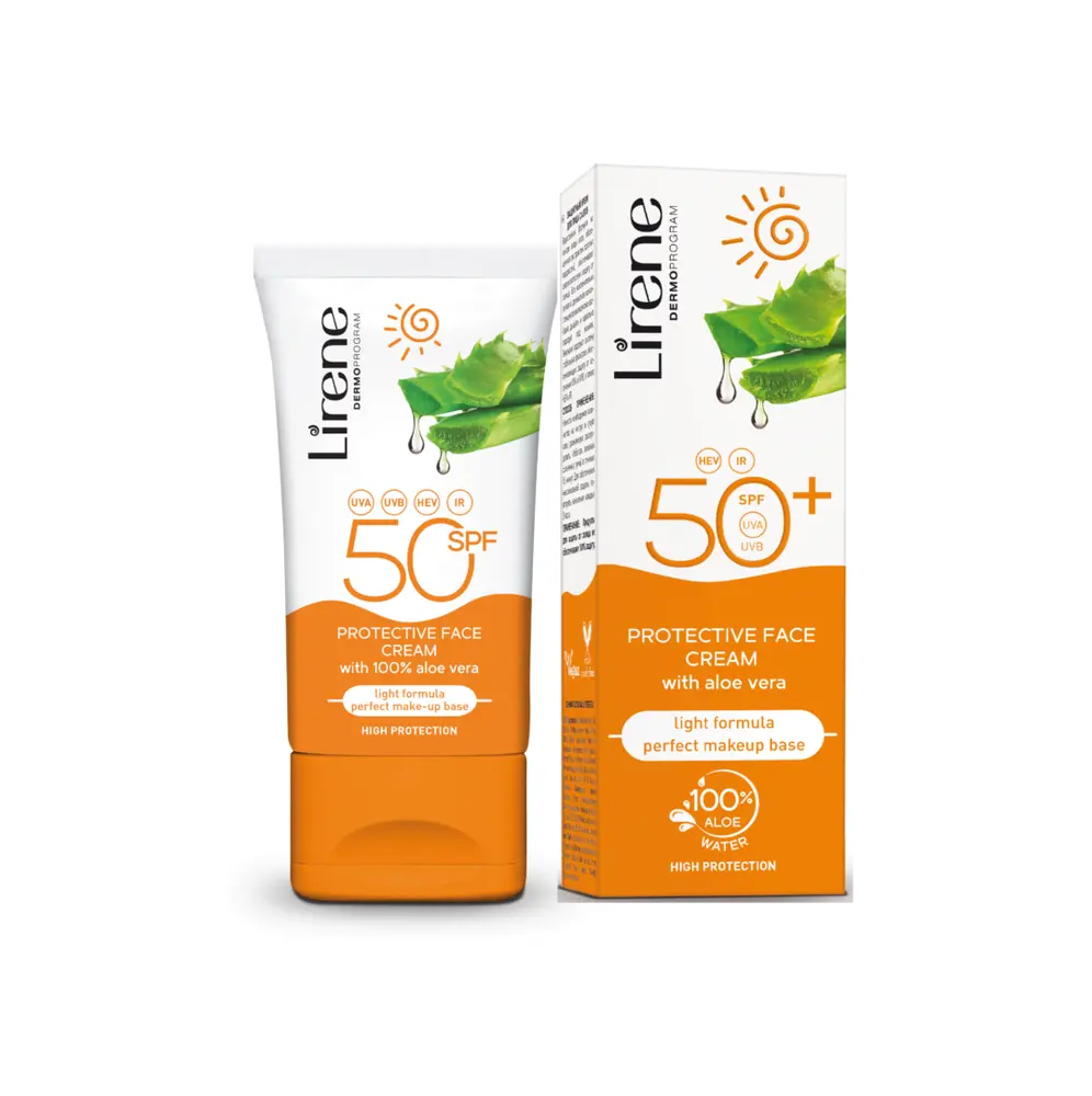 Lirene Solbeskyttende Ansigtsemulsion Med Aloe Vera Spf 50 50 Ml