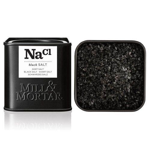 Mill & Mortar Sort Flagesalt 80g - Krydderi til Madlavning
