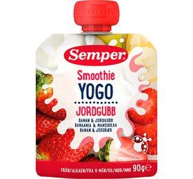 Yogo Smoothie Med Banan   Jordbær Fra 6 Mdr  90g