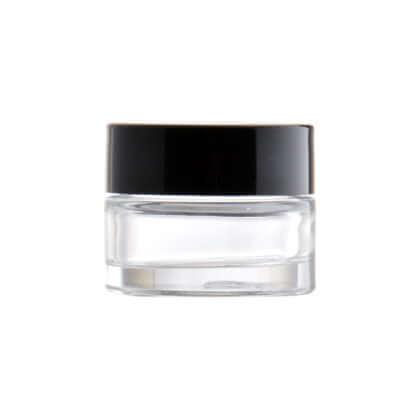 15 Ml  Klar Glas Creme Bøtte Med Sort Låg