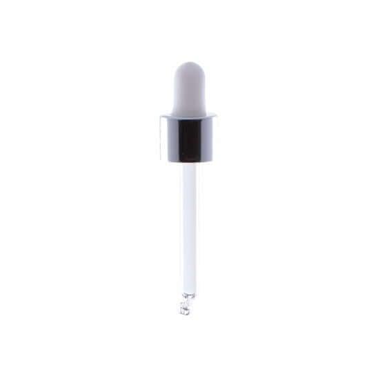 Sølv Låg Med Hvid Pipette 77 Mm    30 Ml    Din 18