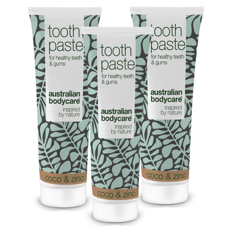 3 Stk  Tea Tree Oil Tandpasta Kokos   Zink  ?  Til Daglig Pleje Ved Paradentose  Svamp Og Tandkødsbetændelse   3 Stk
