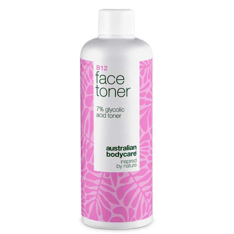 Ansigtstoner Med B12 Og 7  Glycolic Acid For Jævn Hudtone ?  Eksfolierende Toner Med B12 Og 7  Glycolic Acid     Fjerner Døde Hudceller  Giver Ny Glød Og Fremmer En Jævn Hudtone    1 Stk