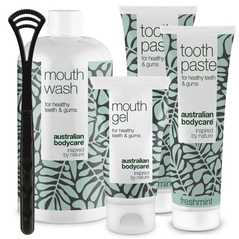 Start Kit   5 Mundprodukter ?  Startpakke Til God Mundhygiejne Og Pleje Ved Paradentose Og Dårlig ånde