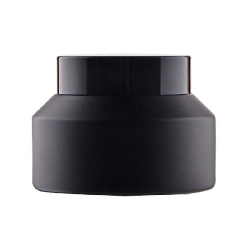 100 Ml  Sort Glas Creme Bøtte Med Sort Låg