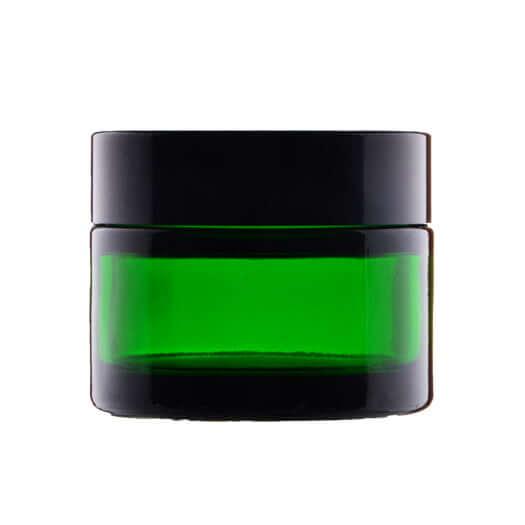 50 Ml  Grøn Glas Creme Bøtte Med Sort Låg