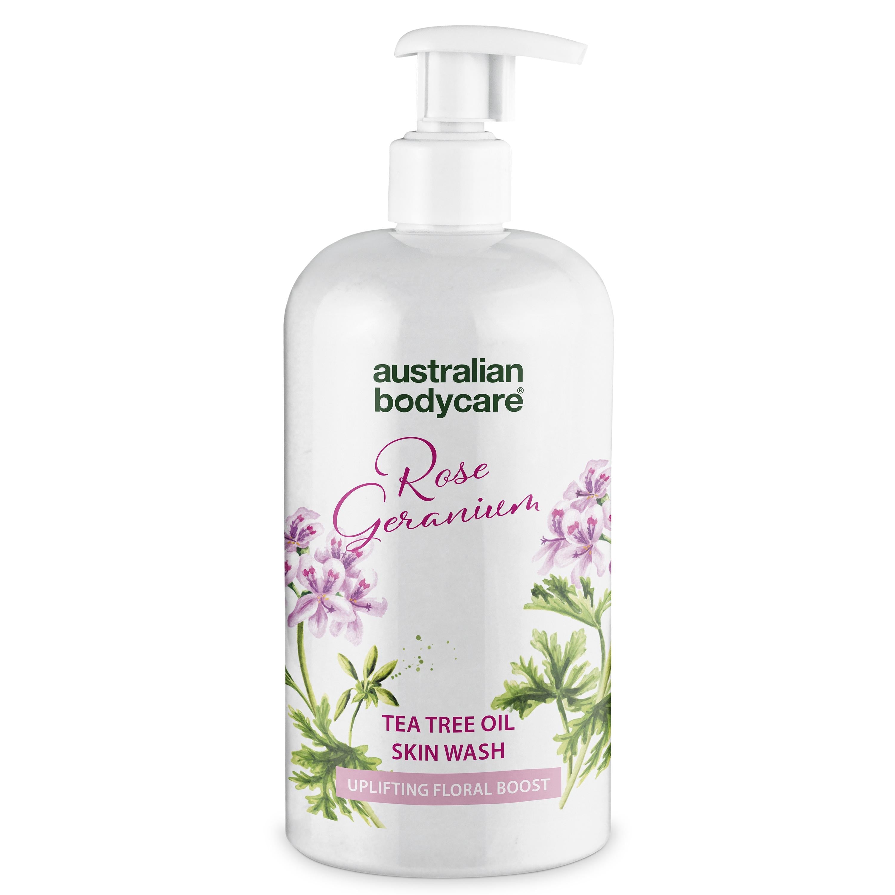 Professionel Rose Skin Wash ?  Dybderensende Professionel Showergel Med Tea Tree Oil Og Rose Geranium   500 Ml