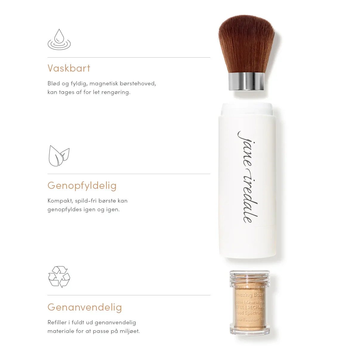 Jane Iredale Amazing Base Loose Mineral Powder I Farven Warm Brown Inkl Refillable Brush 1 Stk