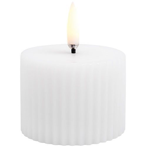 Led Pillar Candle Grooved Smooth 5 8x4 5 Cm Nordic White 1 Stk