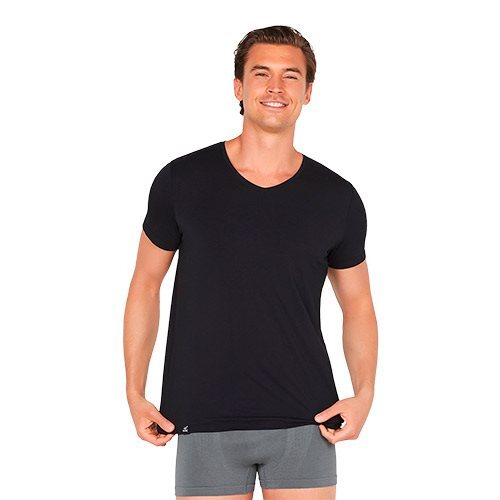 T Shirt Herrer V Hals Sort Str M