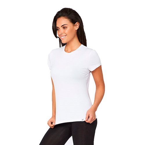 T Shirt Dame Hvid Str L Rund Hals