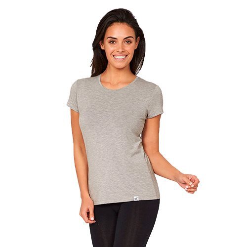 T Shirt Dame Lys Grå Str S Rund Hals