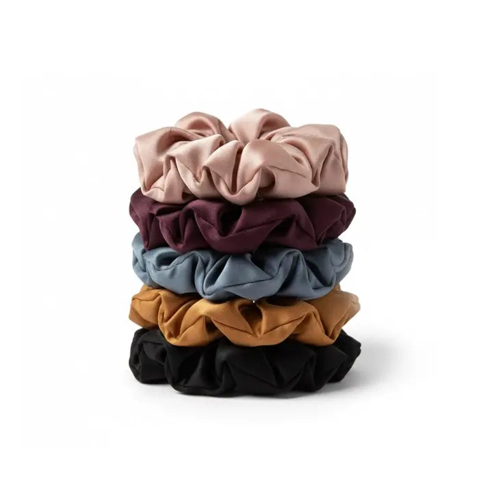 5 Pak Soft Satin Scrunchies Medium Inka