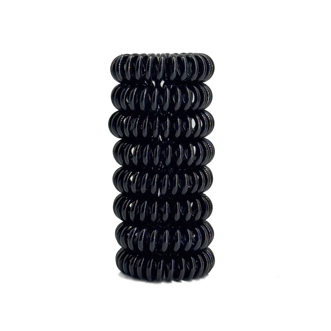 8 Pak Spiral Hårelastikker   Black