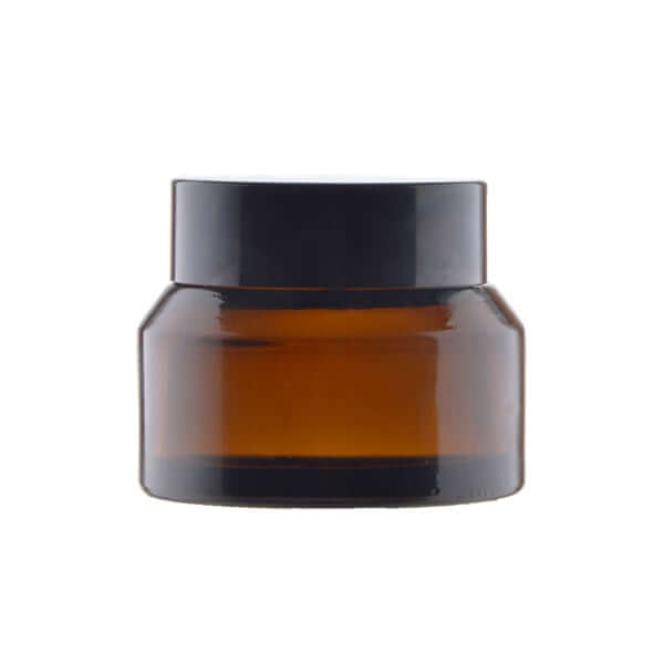 30 Ml  Brun Glas Creme Bøtte Med Sort Låg